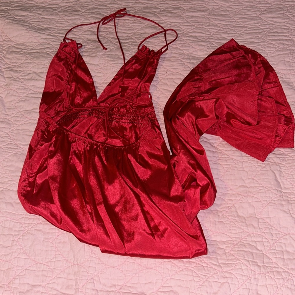 ASOS BEAUTIFUL RUBY RED BACKLESS FLOOR LENGTH DRESS π - Picture 9 of 11